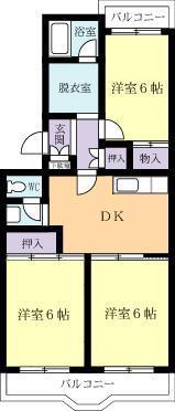 プレジデントつくば(3DK/4階)の間取り写真