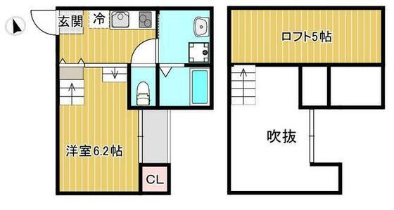 BLUSIA清水(1SK/1階)の間取り写真