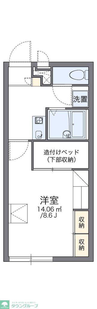 レオパレスドルフフクサト(1K/1階)の間取り写真