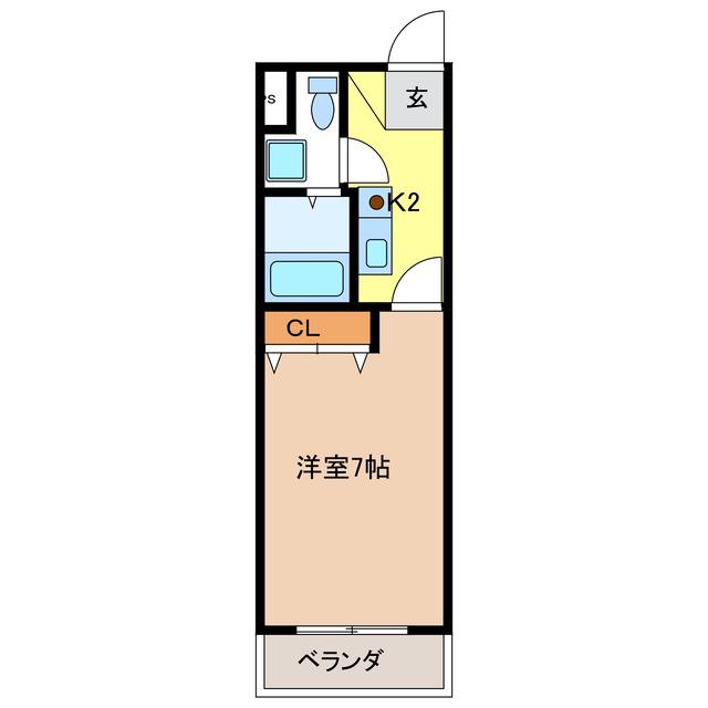 Y FLAT(1K/2階)の間取り写真