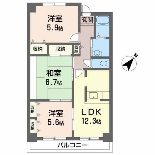 パルティール小柴(3LDK/7階)の間取り写真