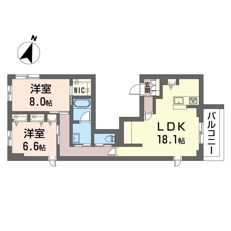 カーサ北沢(2LDK/3階)の間取り写真