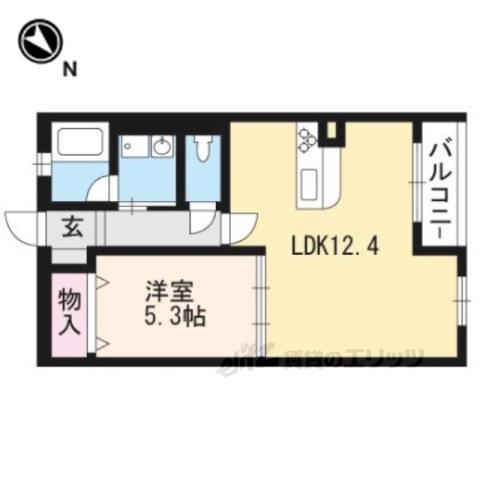 KNKレジデンス南草津(1LDK/1階)の間取り写真