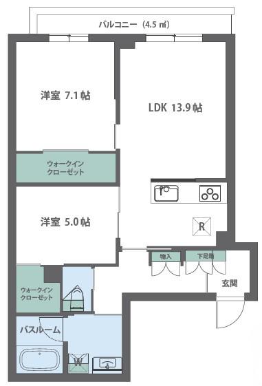 ザ アビュータス ヒルズ柿の木坂(2LDK/2階)の間取り写真