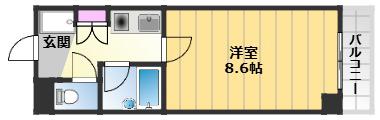 飯坂マンション(1K/2階)の間取り写真