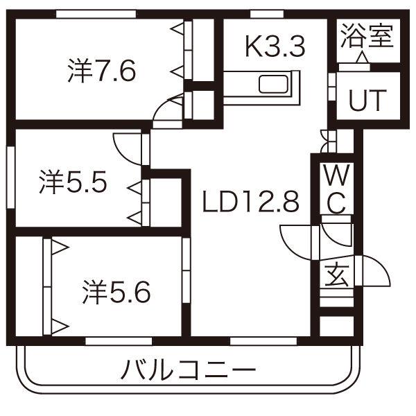 バーリントンコートII(3LDK/1階)の間取り写真