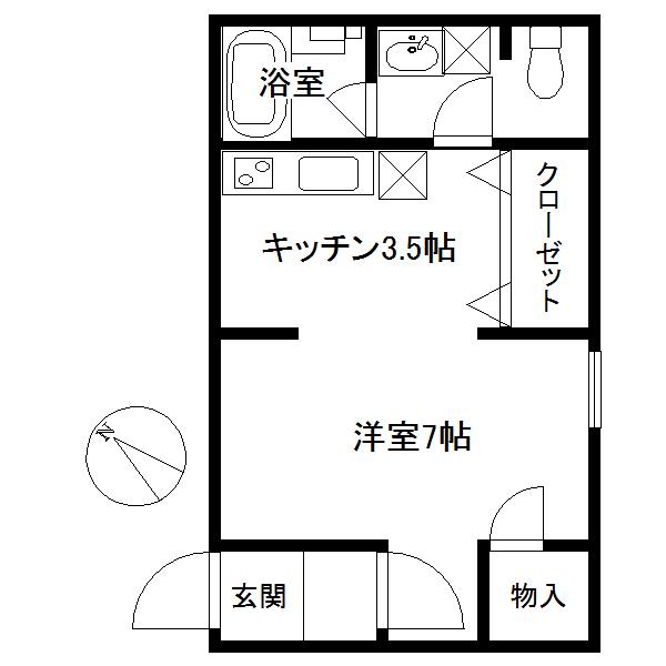 シーガル♯N208(1DK/1階)の間取り写真