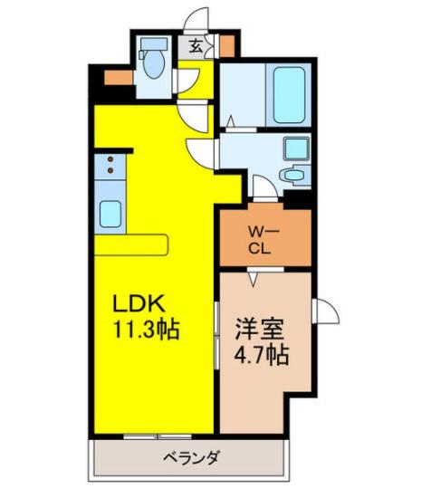 パークレジデンス汐路町(1LDK/6階)の間取り写真