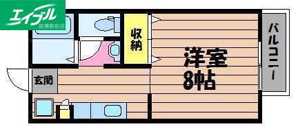 えとあタウンA棟(1K/2階)の間取り写真