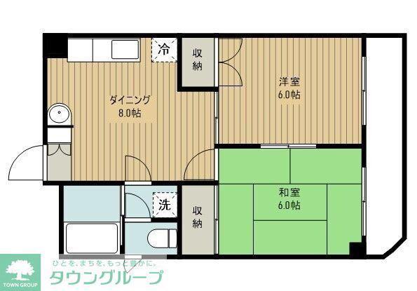 ベルメゾン国分寺(2LDK/5階)の間取り写真