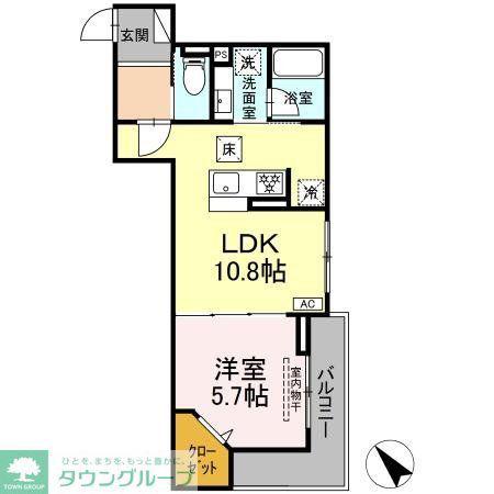 DBLESS鶴見市場(1LDK/2階)の間取り写真