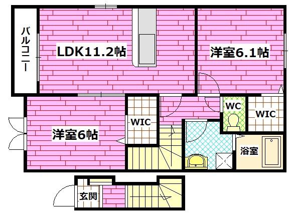 ラ・リューアB(2LDK/2階)の間取り写真