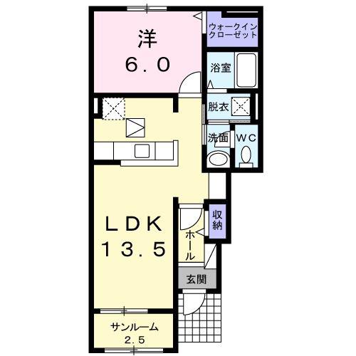 コンフォール B(1LDK/1階)の間取り写真