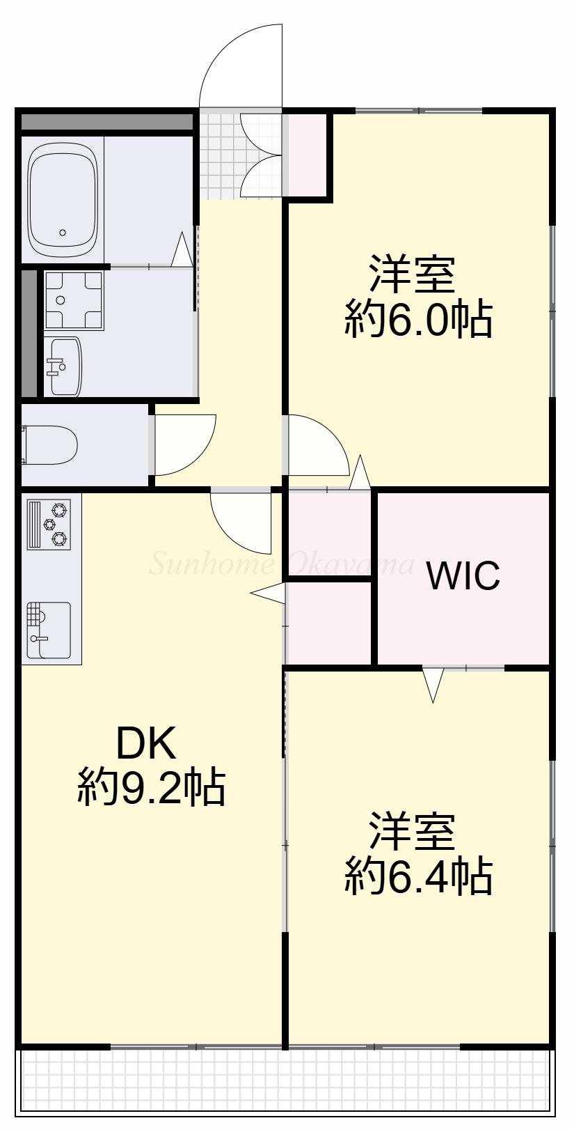 マンション白壁(2DK/2階)の間取り写真