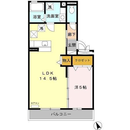 フェイバリッチ(1LDK/2階)の間取り写真
