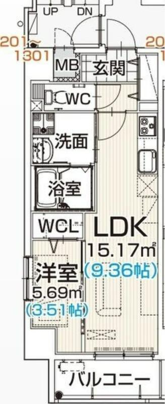 ザ・ラウンジ大須(1LDK/12階)の間取り写真