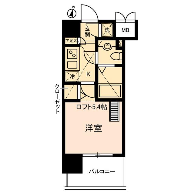 ヴェルステージ川崎(1K/12階)の間取り写真