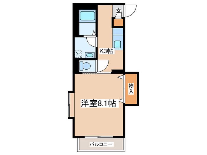 シャトル湘南A(1K/2階)の間取り写真
