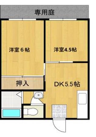 高砂グリーンハイツ(2DK/1階)の間取り写真