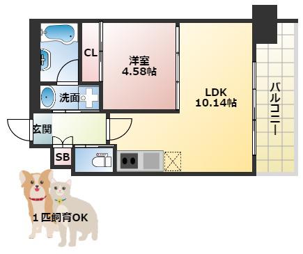 プレジオ阿波座(1LDK/13階)の間取り写真
