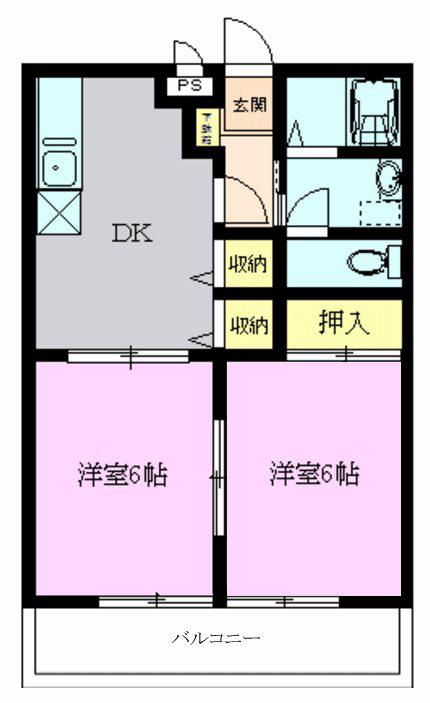 ソレジオ(2DK/1階)の間取り写真