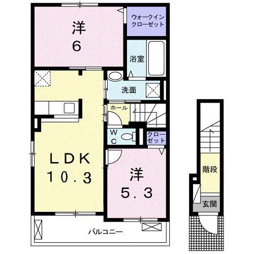 ＪＲ仙石線 蛇田駅 徒歩14分 2階建 築8年(2LDK/2階)の間取り写真