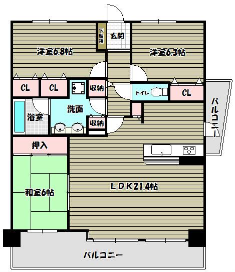 東急ドエルアルス和泉中央2号棟(3LDK/9階)の間取り写真
