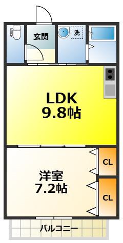 メゾン植野(1LDK/1階)の間取り写真