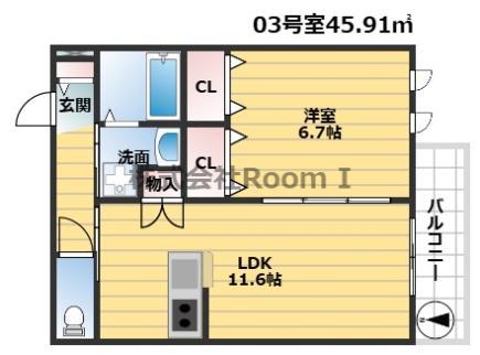 ソレイユ平野・旭化成ヘーベルメゾンHEBEL HAUS(1LDK/2階)の間取り写真