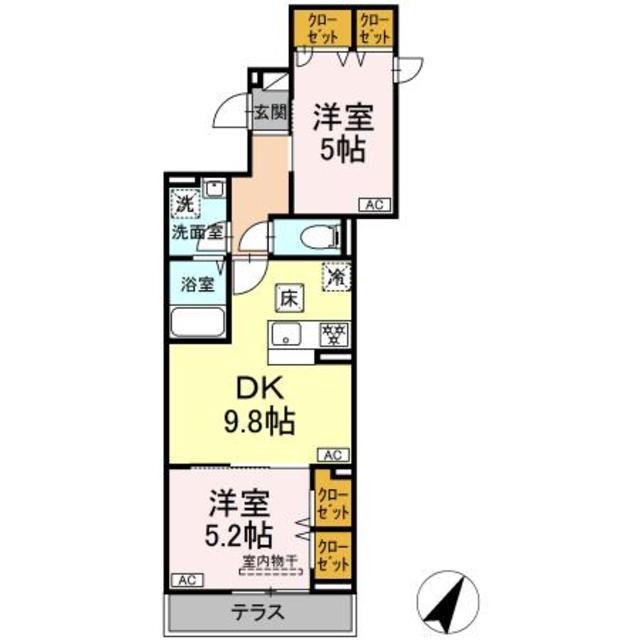 セレスティア柴又VII(2DK/1階)の間取り写真