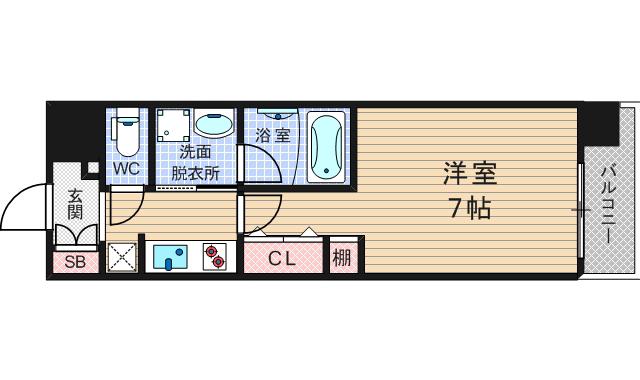 アーバネックス北堀江II(1K/11階)の間取り写真