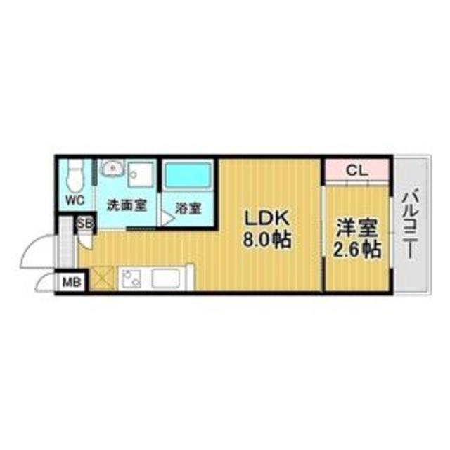 リアコート北田辺II(1LDK/2階)の間取り写真