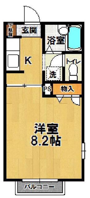 スプリーム成城ABC(1K/2階)の間取り写真