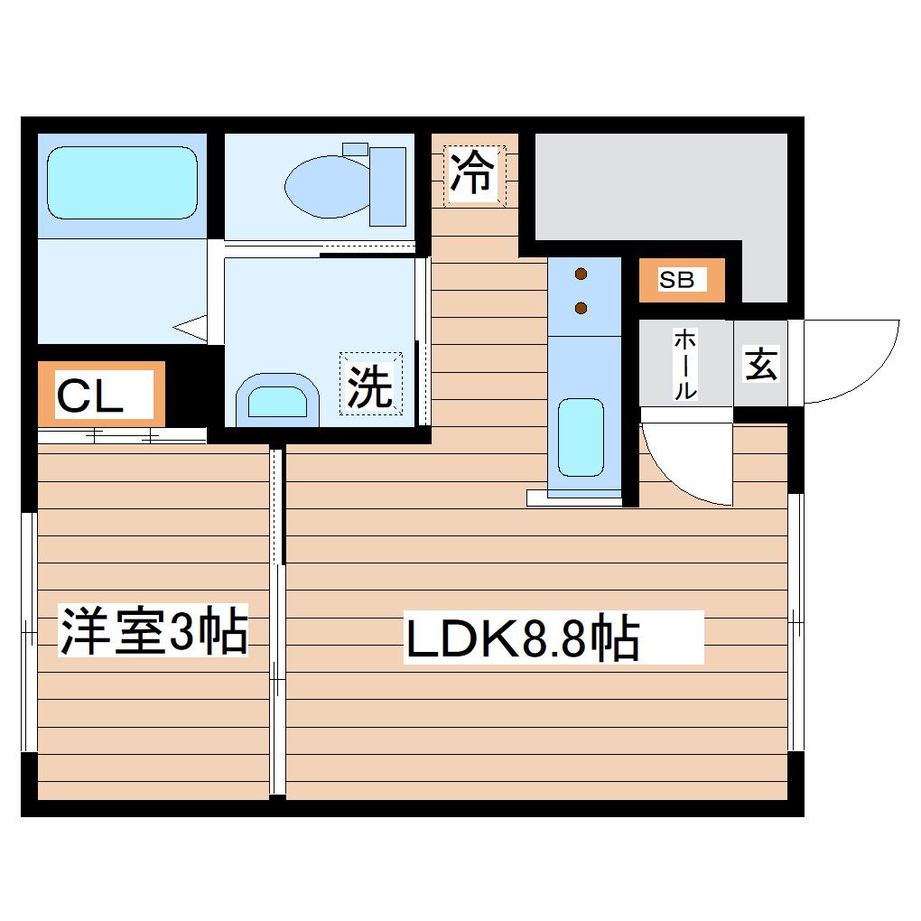 CLOUDNINE台原(1LDK/1階)の間取り写真