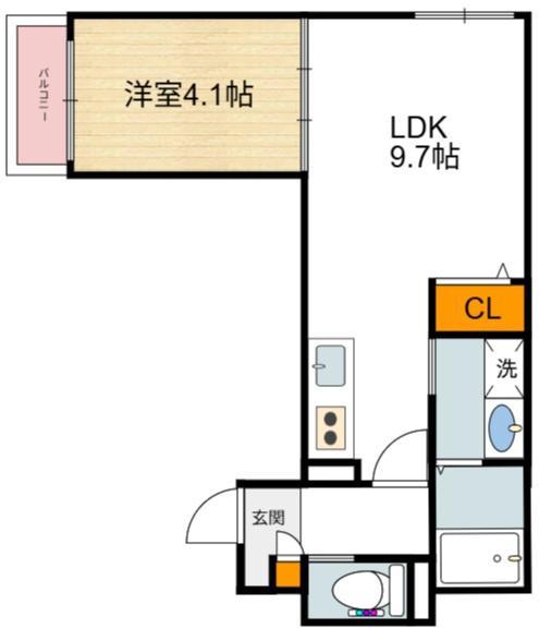 AIA難波南(1LDK/2階)の間取り写真