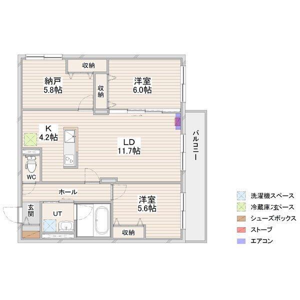 CRESCENDO苗穂駅前(3LDK/4階)の間取り写真