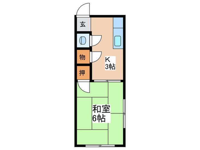 ひまわり荘(1K/2階)の間取り写真