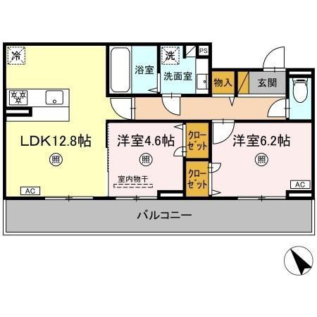 ニューフォーブル(2LDK/2階)の間取り写真