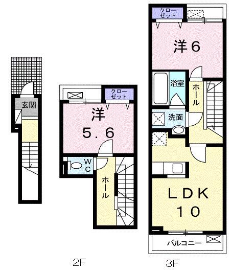 クレア―ジュ(2LDK/2階)の間取り写真