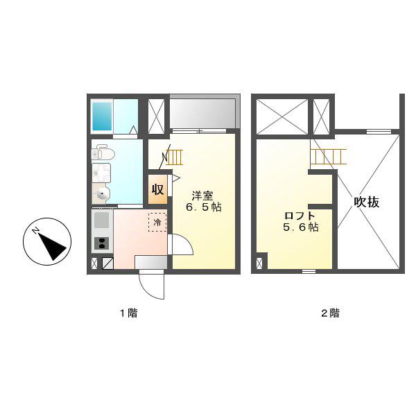 クレスト新富(1K/1階)の間取り写真
