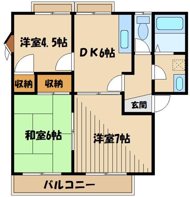 フレグランセB(3DK/2階)の間取り写真