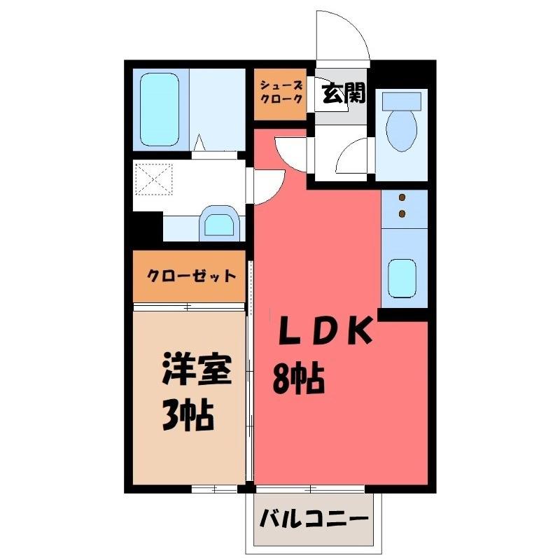 コンツェルト貝沢 A(1LDK/2階)の間取り写真