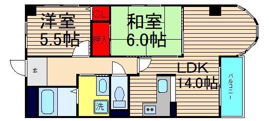 SKパレス道頓(2LDK/2階)の間取り写真