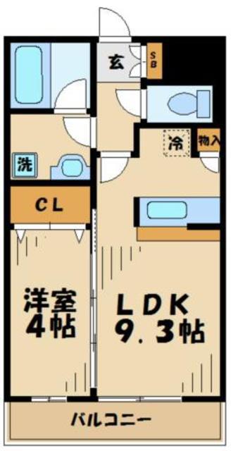 シャンティ エクレ(1LDK/2階)の間取り写真