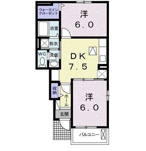 グランシャリオIII(2DK/1階)の間取り写真