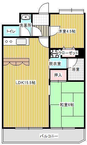 朝日プラザ本町(2LDK/7階)の間取り写真