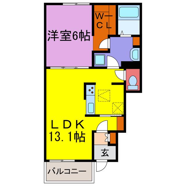 ジュワイユー・ベルIII(1LDK/1階)の間取り写真