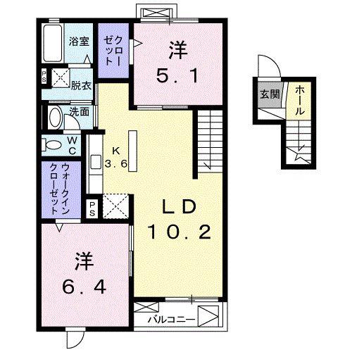 ラルーチェ(2LDK/4階)の間取り写真