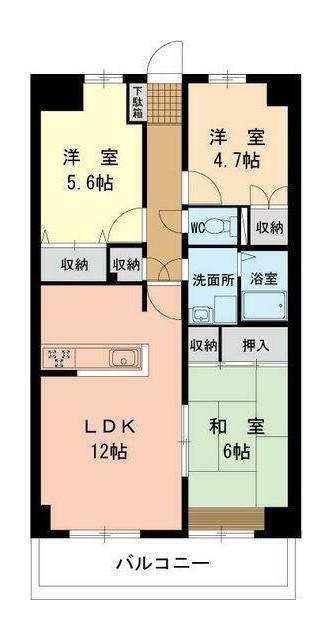 ステータスヒル寿岳(3LDK/3階)の間取り写真