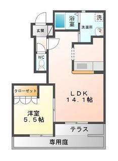 グレイスヴィラ・アラタニ(1LDK/1階)の間取り写真